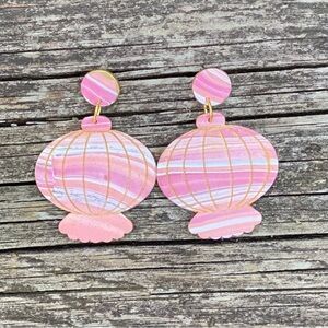 Handcrafted Turquoise and Gold Shell Earrings